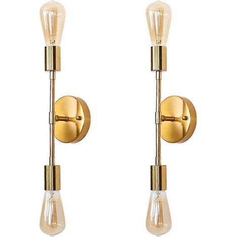 Applique murale double tête, style américain, style industriel, LED dorée, idéale pour les couloirs et les chambres. (1/5)