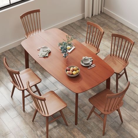 Esstisch Holz Braun 150x80x76 cm, rechteckiger Küchentisch für 6 Personen (1/3)