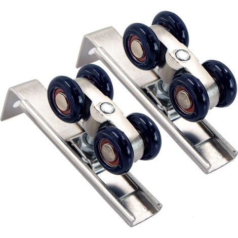 Polea para puerta corredera de armarios - Herrajes para puertas correderas, perfil deslizante de aleación de aluminio para uso interior, puertas de paso, puertas correderas de madera y vidrio, 2 pieza (1/5)