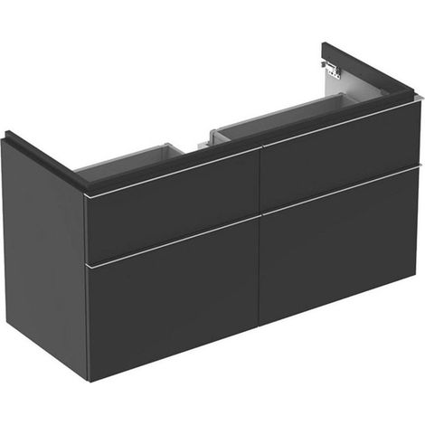 Meuble bas pour lavabo Geberit iConavec une largeur à partir de 120 cm,avec quatre tiroirs: Largeur 119cm, Hauteur 62cm, Profondeur 47.7cm, Gris velouté / Laqué mat