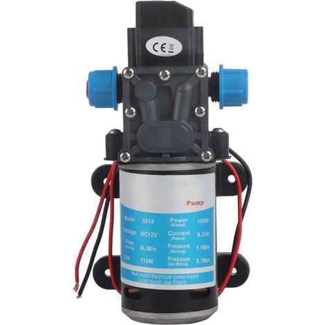 12V DC 100W 8L/min 160psi High Pressure Self-Priming Diaphragm Water Pump for Washing