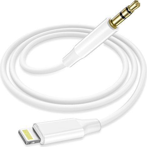 Cable Jack iPhone [Certifié Apple MFi], 1.2M 3.5mm Cable Auxiliaire Voiture iphone Compatible avec Autoradio/Haut-parleur/Casque, iPhone 14/14 Pro/13/13Pro Max/12 Plus/11/X/XR/XS/8/7/6/5/iPad (1/5)