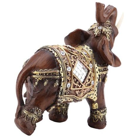 Ornement éléphant porte-bonheur en bois veiné, sculpture Feng Shui attirant la richesse, convient à la décoration de la maison et du bureau (grande taille) (1/5)