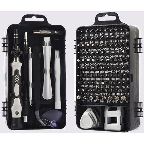 Kit Tournevis de Precision 115 en 1, Portable Tournevis Precision Magnétique Outils de Réparation pour Réparer Macbook, Ordinateur, Lunettes, Tablette, Montre, Kit de Mini Tournevis avec étui (1/5)