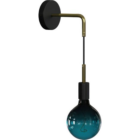 Fermaluce Metal, applique murale avec extension incurvée, câble textile et garniture métallique (1/3)