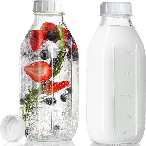 bouteilles en verre avec couvercle, verre,bouteilles de jus, pour smoothie,oats de nuit, céréales, yaourt, salade, pudding (1/5)