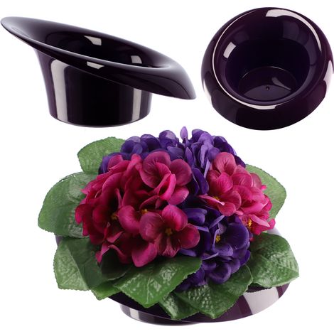 KADAX Ikebana aus Kunststoff, Blumentopf, Blumenschale, schief, 11 cm, Pflaume (1/5)