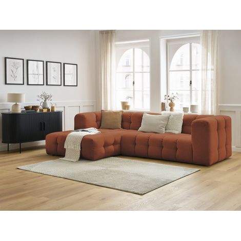 BOBOCHIC - Canapé d'angle fixe CLOUD Angle gauche Orange (1/5)