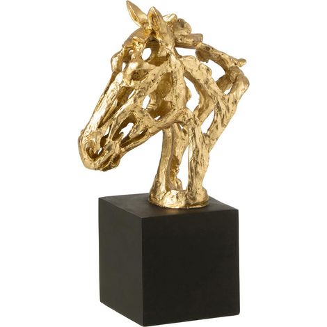 Tête de Cheval Ajourée sur Socle "Hollywood" 26cm Doré (1/5)