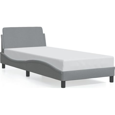 Lit simple，Lit adulte，Cadre de lit Dover gris clair 80x200 cm tissu CFW2982157 (1/5)