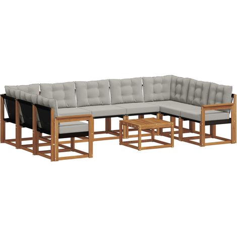 Conjunto de sofás de exterior 10 uds. Gris Natural y Claro vidaXL (1/5)