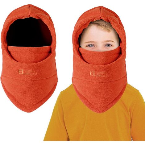 Kinder Sturmhaube Fleece 4-12 Jahre, Winddicht, Warm, Orange (1/5)