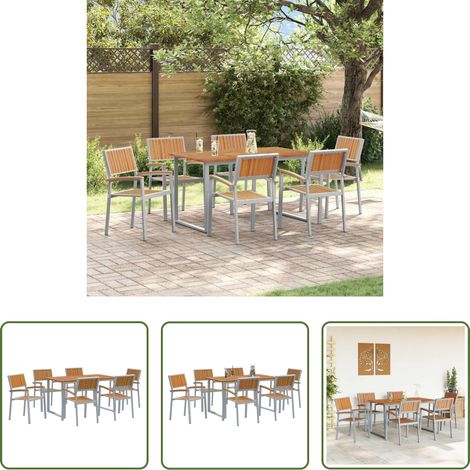 Gartentisch - Garten Essgruppe 7 pcs Grau Massivholz Akazie (1/5)
