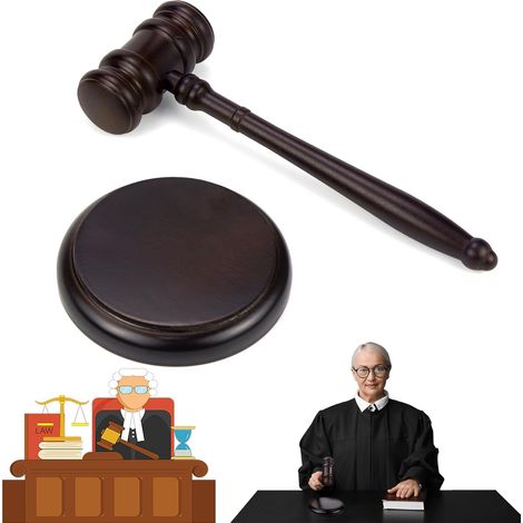 Ensemble de Marteaux d'Enchères en Bois avec Socle (1/5)