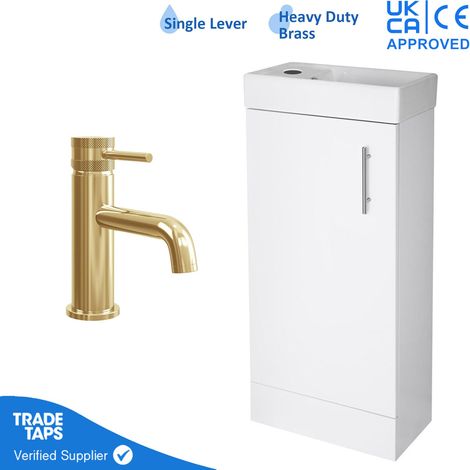 400mm Freestanding Bathroom Vanity Unit with Basin & Brass Tap (1/5)