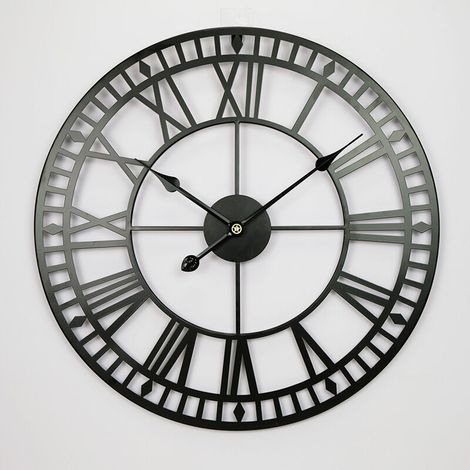 Ahlsen Reloj de pared de metal con números romanos, tradicional, vintage, retro, industrial, reloj de pared silencioso, reloj de pared decorativo, sala de estar, oficina, cafetería, decoración (40 cm, (1/5)