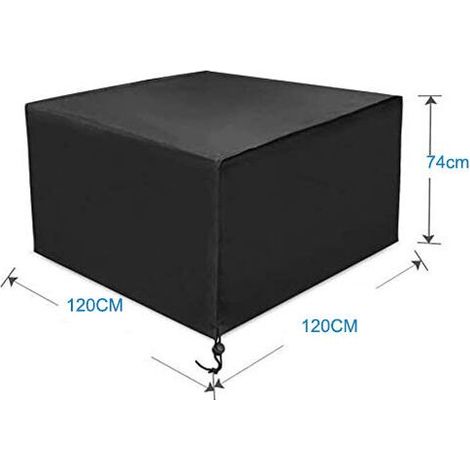 Housse pour mobilier de jardin,Housse de protection large pour salon de jardin carré 120x120x74cm Noir (1/3)