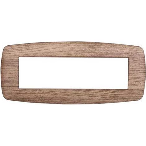 Ettroit Plaque compatible Bticino Livinglight 7 modules slim en plastique, coloris bois clair - LN87704 (1/2)