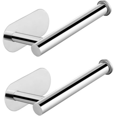 2er-Set selbstklebende Toilettenpapierhalter aus hochwertigem Edelstahl – kein Bohren erforderlich – geeignet für Bad, Küche und Waschküche, Chrom-Finish