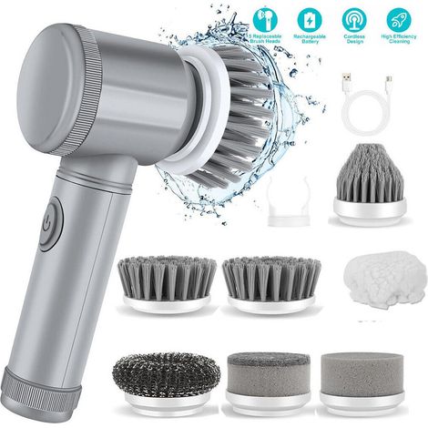 Brosse de Nettoyage Électrique Sans Fil - 1500mAh - 7 Têtes Interchangeables - Étanche IPX6 - Idéal Salle de Bain, Cuisine, Voiture, Joints