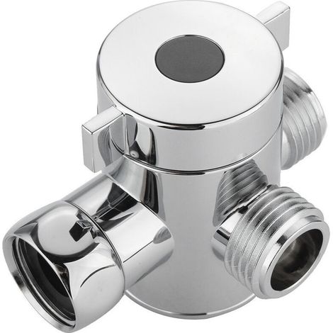 3 Voies Soupape,G1/2in Inverseur de Douche à Trois Voies avec Valve d'arrêt,Valve Adaptateur en Forme de T,Adaptateur Douche Accessoire pour Pomme de Douche à Main/Pommeau Fixe Chromé (1/5)