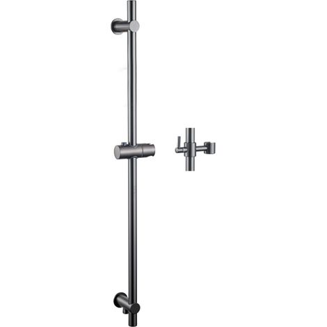 Fortifura Calvi Barre de douche - 90cm - avec coude d'alimentation mural intégré - Gunmetal
