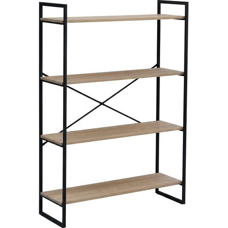 Libreria 4 Ripiani Scaffale Design Industriale Legno 100x33x142 cm
