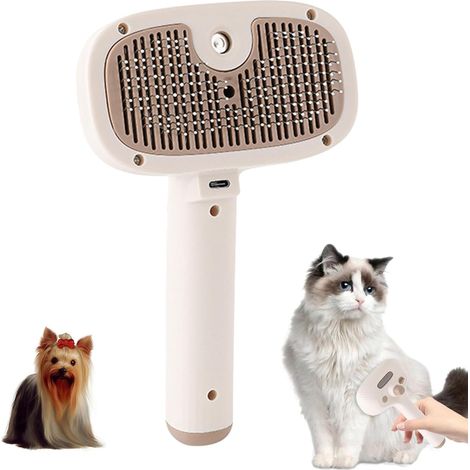 Brosse Chat Vapeur, 4 in 1 Brosse Vapeur Chat Chien Avec Réservoir D'eau Rechargeable Pour à Poils Courts Et Longs Pour Chien Massage, Soin