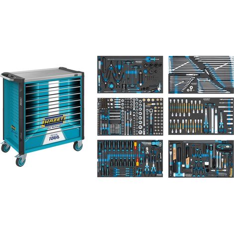 Hazet Werkstattwagen Assistent 179NXL, Sortiment, 515-tlg., Schubladen, flach: 7× 81 x 696 x 398 mm, Schubladen, hoch: 1× 166 x 696 x 398 mm (1/5)