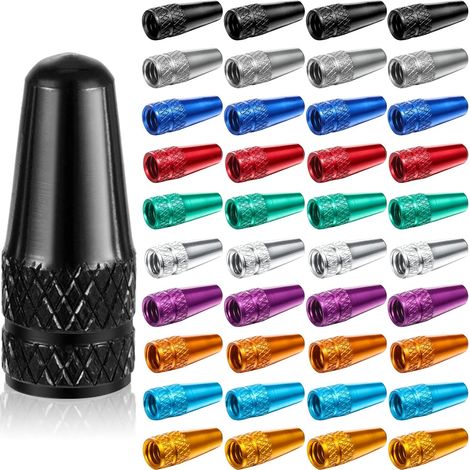 40 bouchons de valve Presta pour vélo, multicolores, en aluminium anodisé, style français, anti-poussière. (1/5)