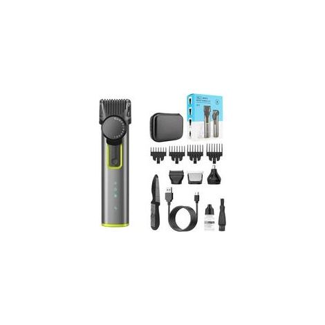 Tondeuse 4-en-1, Longueur de Lame Réglable 1-12 mm, Inclut un Jeu de Peignes de Guidage 3-12 mm, Sans Fil, Rasoir Homme et Tondeuse à Barbe, Étui de Voyage Portable EVA (Gris) (1/5)