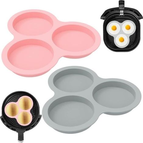 Moule à œufs - Silicone - 3 cavités - Anti-adhésif - Rose et Bleu - 23 cm x 23 cm (1/4)