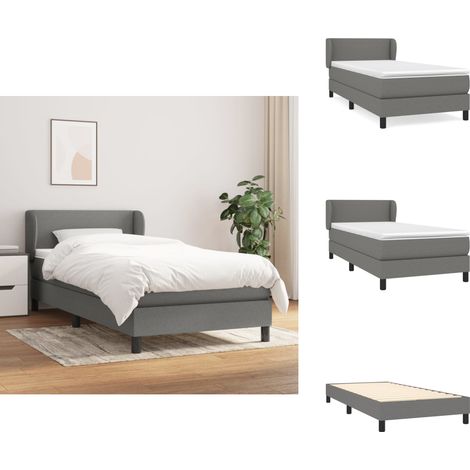 Boxspringbett mit Matratze Dunkelgrau 90x200 cm Stoff - Boxspringbett - Doppelbett - Bettenrahmen - Matratze - Schlafsystem (1/5)