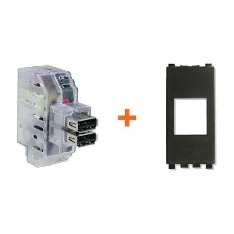 Fanton caricatore doppia presa USB A 5V 2,4A compatibile Vimar Arke nera - 82892-AN