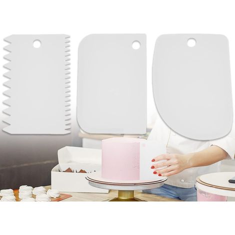 Set de 3 grattoirs en plastique pour pâte à modeler Spatule à dents pour gratter les gâteaux Spatule à pâte texturée pour la cuisine, la pâtisserie et la décoration des bords.