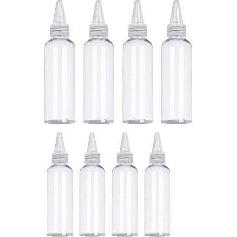 Lot de 8 flacons à presser en plastique 30 ml/60 ml avec entonnoir de séparation et étiquettes vierges, bouteilles de stockage pour condiments (1/5)