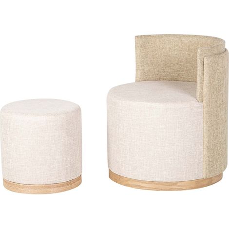Polyester Sessel und Pouf Set 61x61x70 40x40x40 cm (1/5)