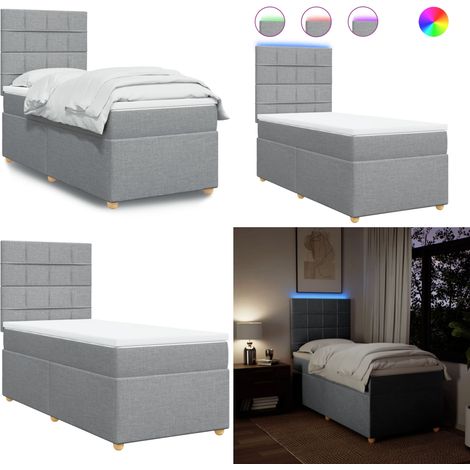 Boxspringbett mit Matratze Hellgrau 90x200 cm Stoff - Boxspringbett - Doppelbett - Bettenrahmen - Lattenrost - Matratze - Home & Living (1/5)