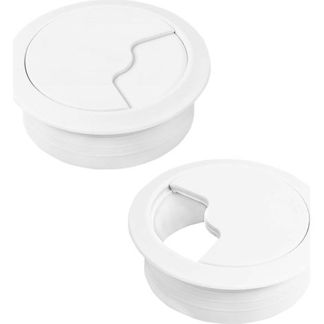 2 Passe-câble,Plastique ABS,Rond 60mm,Système Pression,Bureau,Maison