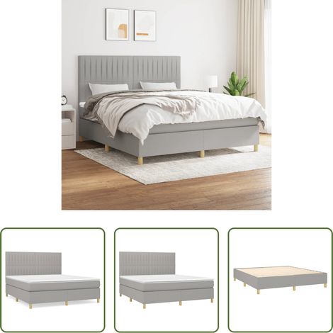 vidaXL Kopfteil - Boxspringbett mit Matratze Hellgrau 180x200 cm Stoff (1/5)
