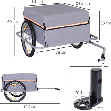 Fahrradanhänger Klappbar Lastenanhänger mit Kupplung,Transportwagen bis 40 kg belastbar, Transportanhänger Anhänger für Fahrrad Handwagen 140 x 88 x 60 cm (1/5)
