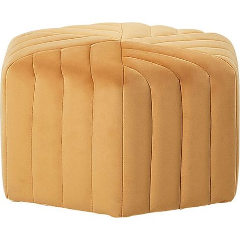 Pouf in Velluto Color Giallo Senape 29 x 53 x 48 cm Forma Esagonale Murietta (1/5)