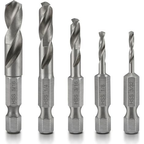 Lntyq 5pcs Coffret de Forets à Métaux 1/4\ (1/4)