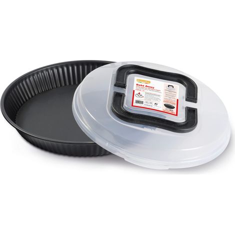 Guardini Bake Away, Stampo crostata 28cm con coperchio per trasporto, Acciaio con rivestimento antiaderente, Colore nero (1/2)