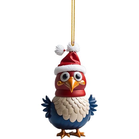 Pendentif Coq - Décoration Arbre De Noël - Pendentif Voiture Et Sac - 8 cm - 1 Pièce