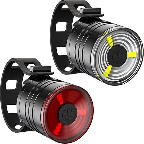 Set of 2 bicycle lights: waterproof front and rear headlight, handlebar light, bright light L (1/5)