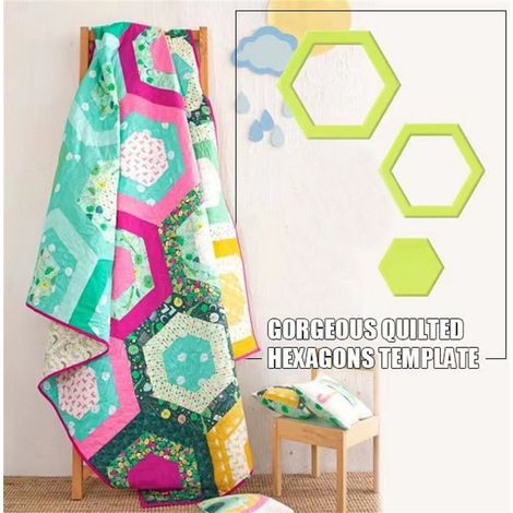 Ruler Hexagonal - Acrylique Transparent - Pour Patchwork Et Couture - Précision De Coupe - 3 Pièces (1/3)