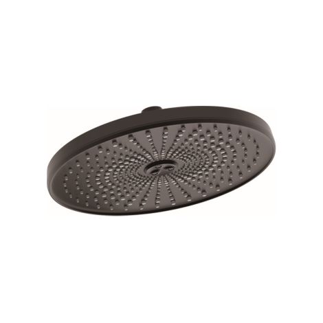 Pomme de douche monojet Augusta en ABS 250 mm finition noire avec syste'me anticalcaire pour salle de bain baignoire