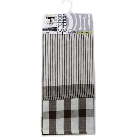 Lot de 2 torchons A TABLE chocolat en coton