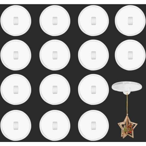 50 crochets de plafond transparents auto-adhésifs, 2 cm de diamètre, sans perçage, en plastique, pour suspendre les moustiquaires. (1/4)